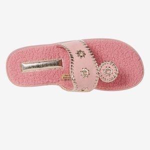 Jack Rogers pink faux fur sherpa slipper whip stitch sandals